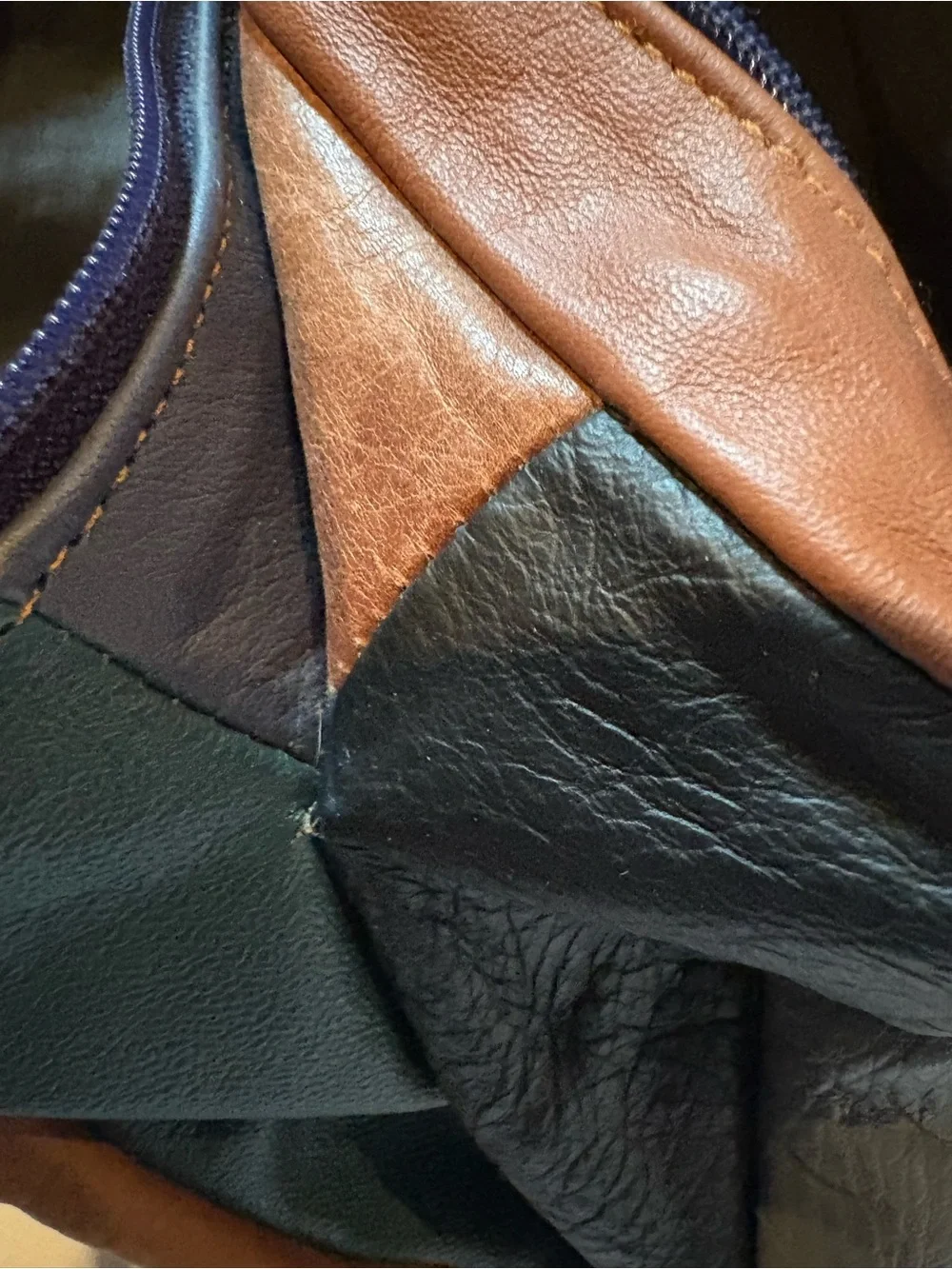Patchwork Leather Crossbody Bag in Brown and Black